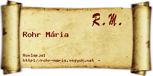 Rohr Mária névjegykártya